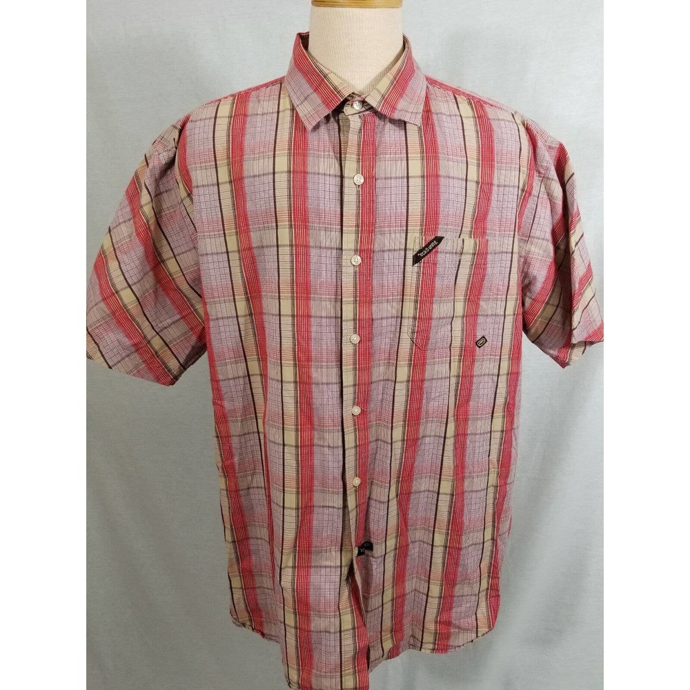 Ecko Unltd Men's Button Front Beige& Red Multicolor Shirt Size 2XL 20721-0317